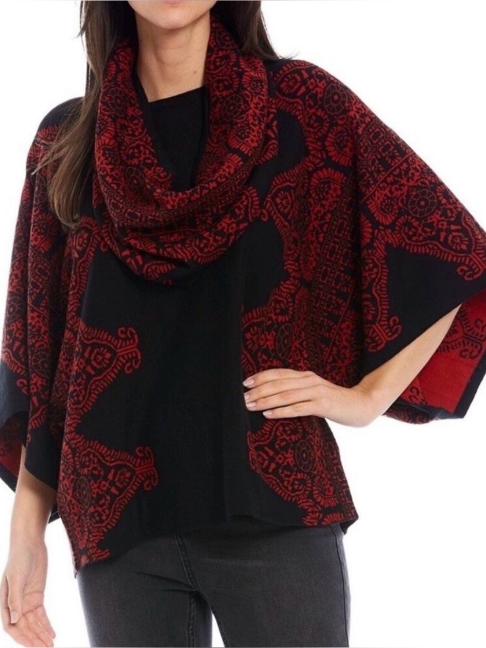 John Mark Persian Border Print Kimono Sweater size L/XL cotton cozy oversized